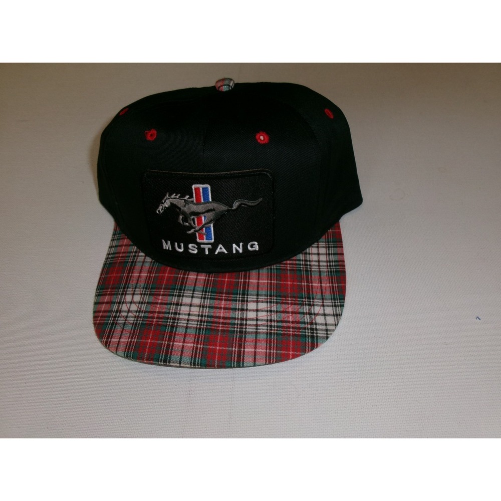 MUSTANG FORD PLAID 80S    90S  SNAPBACK  HAT CAP VINTAGE M3